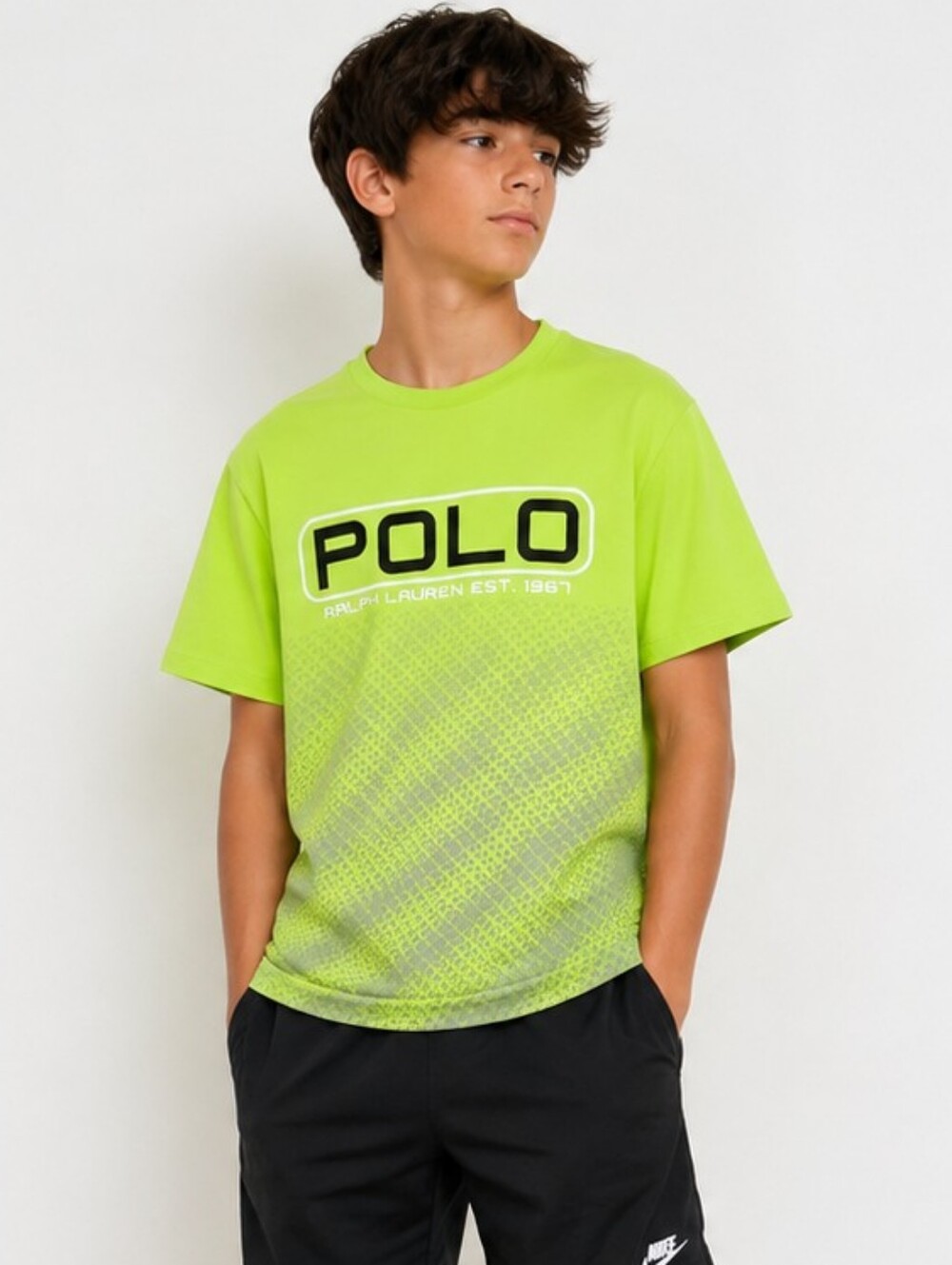 Polo Ralph Lauren Boys XL 18-20 Neon Green Logo Graphic T-Shirt